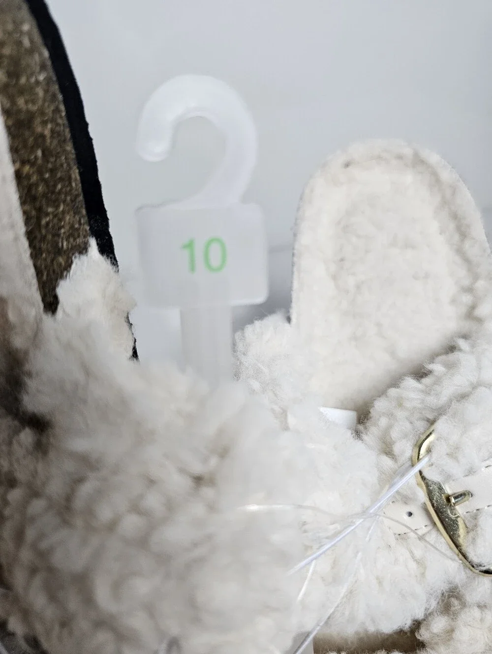 Auden Faux Fur Double Strap Buckle Slippers - Cream - Women's Size 10 - NWT